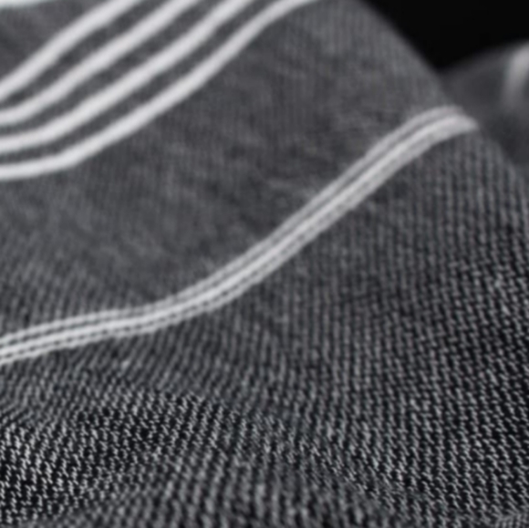 Quick Dry Beach Towel Turkish Cotton Flat Weave Peshtemal Black Striped Pool Spa - Picture 3 of 7